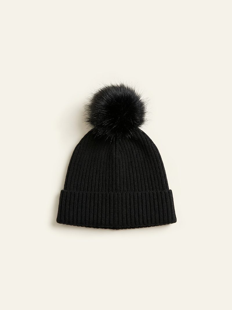 Cashmere Beanie with Pom-Pom