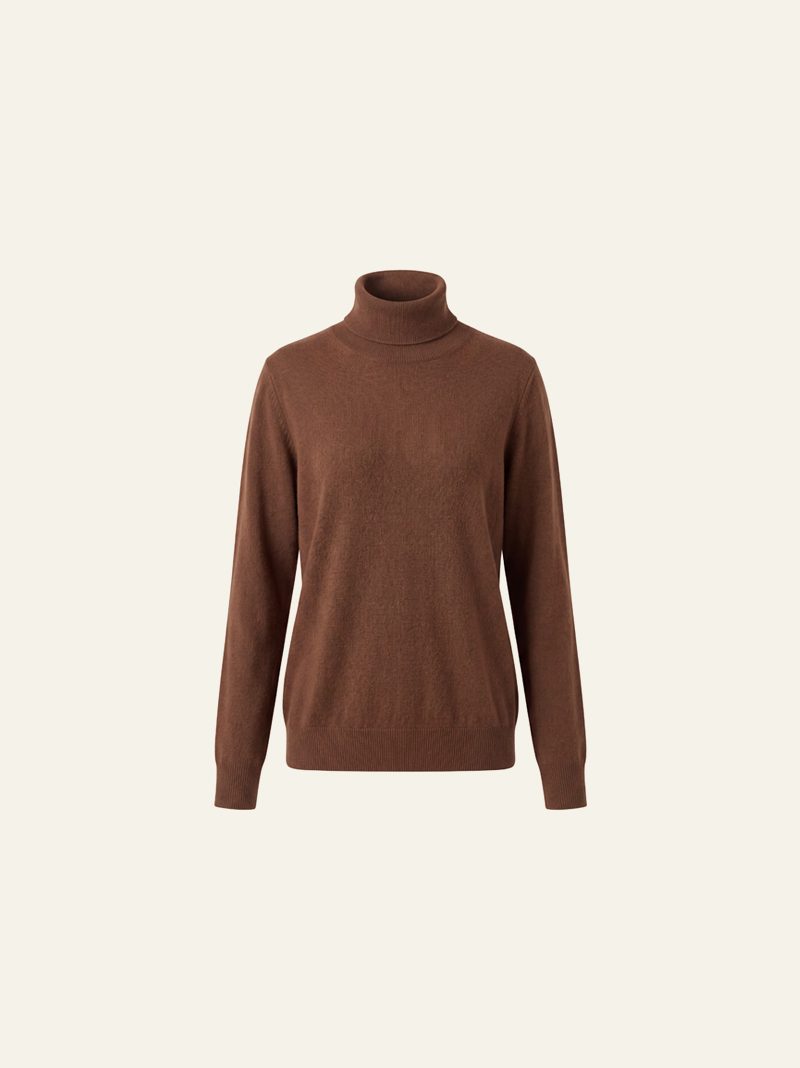 Chestnut Brown Cashmere Turtleneck
